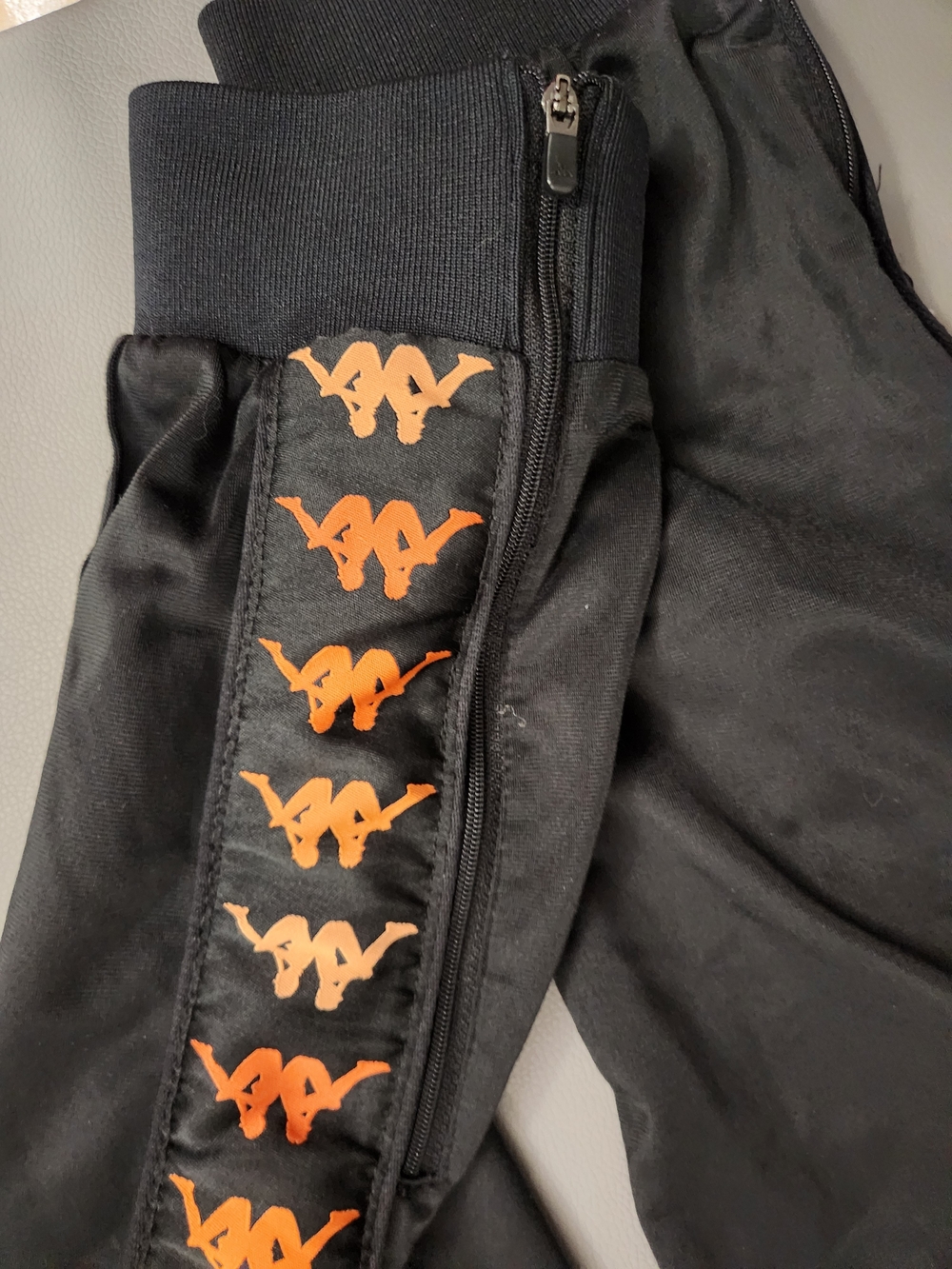 Kappa Men’s Black Track Pants with Orange Logo Tape - Picture 5 of 5